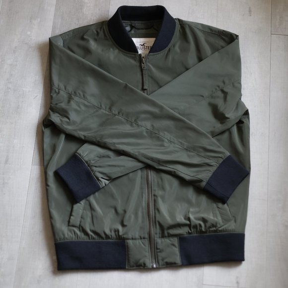 Hollister Khaki Green Men's Lightweight Bomber Jacket Size M - Picture 3 of 7